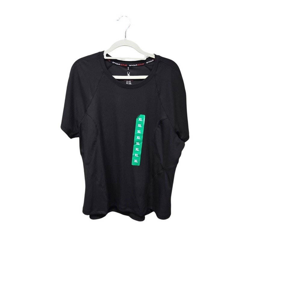 Spyder Active Ribbed Performance T-Shirt Womens XL Black Wicking UV Protection